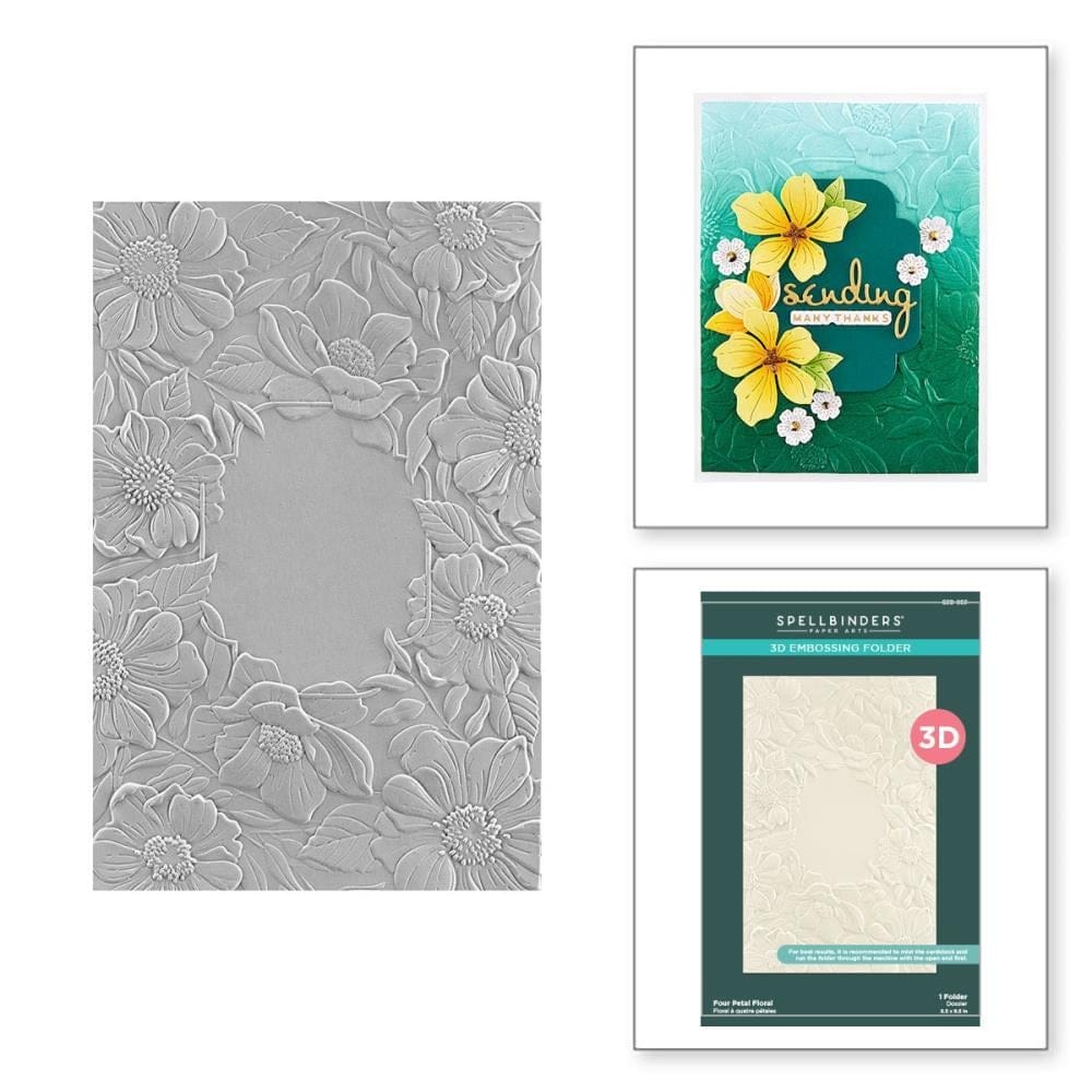 Spellbinders 3D Embossing Folder 5.5"X8.5" - Four Petal Floral E3D 053 3d embossing folder Spellbinders 3D Embossing Folder 5.5"X8.5" - Four Petal Floral