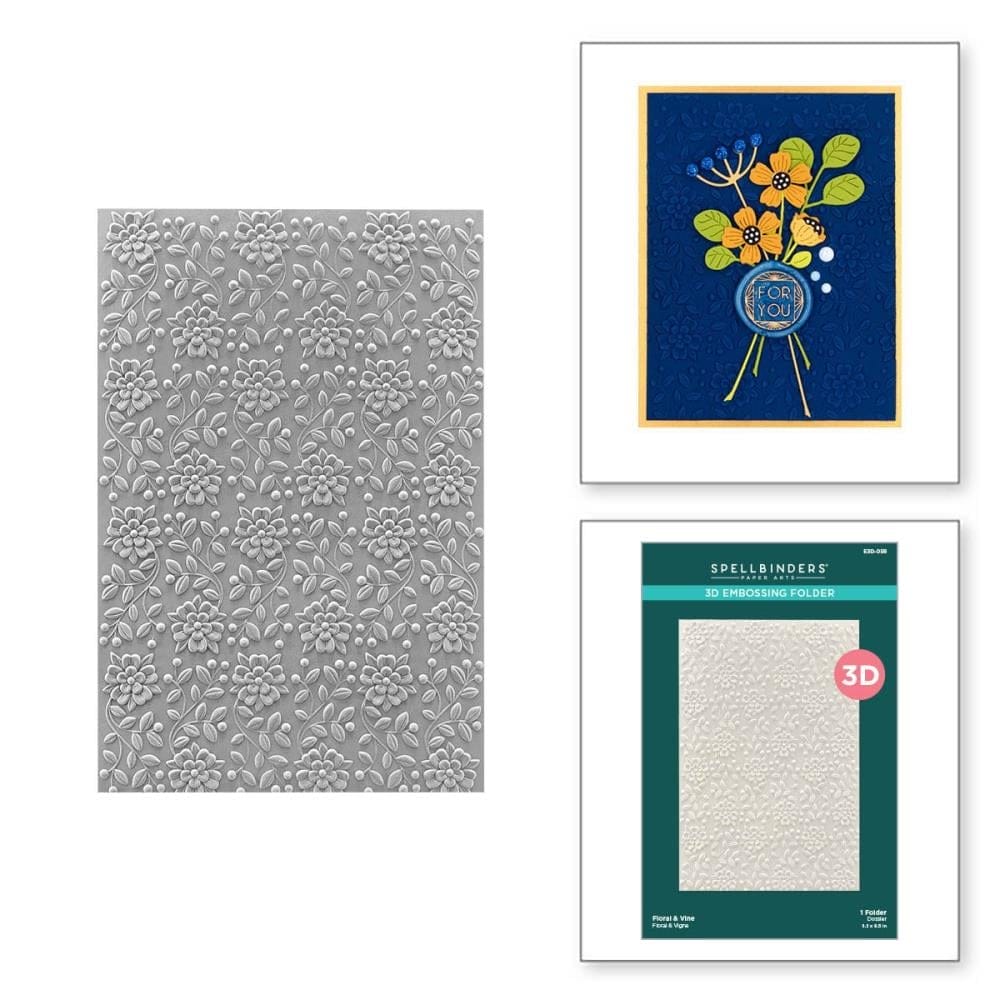 Spellbinders 3D Embossing Folder 5.5"X8.5" - Floral and Vine E3D 058 3d embossing folder Spellbinders 3D Embossing Folder 5.5"X8.5" - Floral and Vine