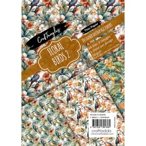 CrafTangles Decoupage Paper Pack  - Floral Birds 2 (A4) - 4 sheets