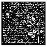 Stamperia Stencil 7"X7" - Rose Parfum Manuscript with Roses