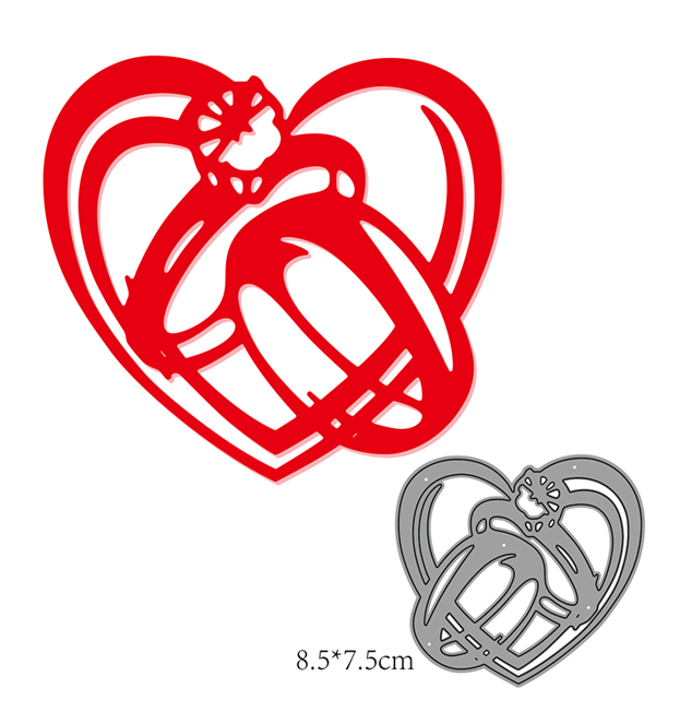 Steel Background Dies - Wedding Rings with Heart (LC2851)
