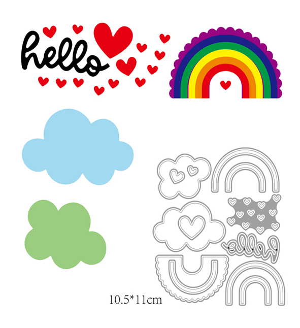 Steel Cutting Dies - Mini Rainbows and Clouds (Set of 10 dies) LC2902 steel die Steel Cutting Dies - Mini Rainbows and Clouds (Set of 10 dies)