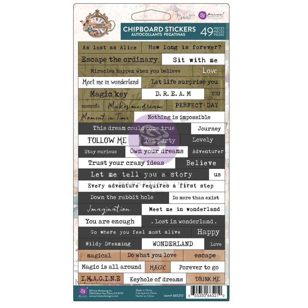 Prima Lost in Wonderland Chipboard Stickers 49/Pkg 665210 prima sentiment Prima Lost in Wonderland Chipboard Stickers 49/Pkg