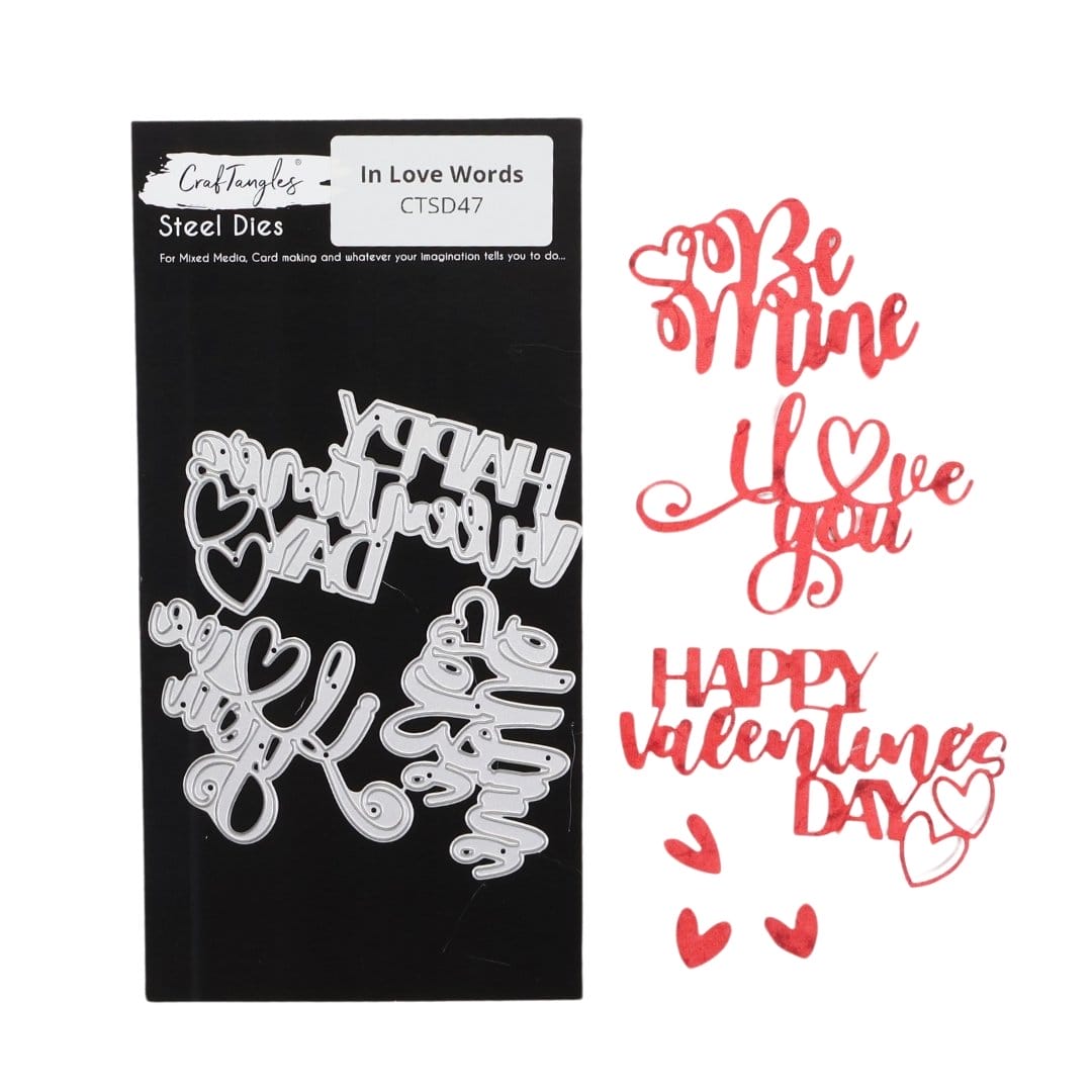 CrafTangles Steel Dies - In Love Words or Sentiments (Set of 3 dies) CTSD47 CrafTangles dies In Love Words CrafTangles Steel Dies - In Love Words or Sentiments (Set of 3 dies)