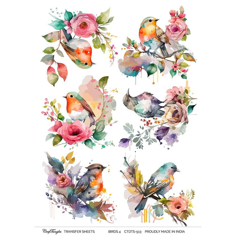CrafTangles A4 Transfer It Sheets - Birds 4 CTDTS 513 CrafTangles transfer sheet Birds 4 CrafTangles A4 Transfer It Sheets - Birds 4