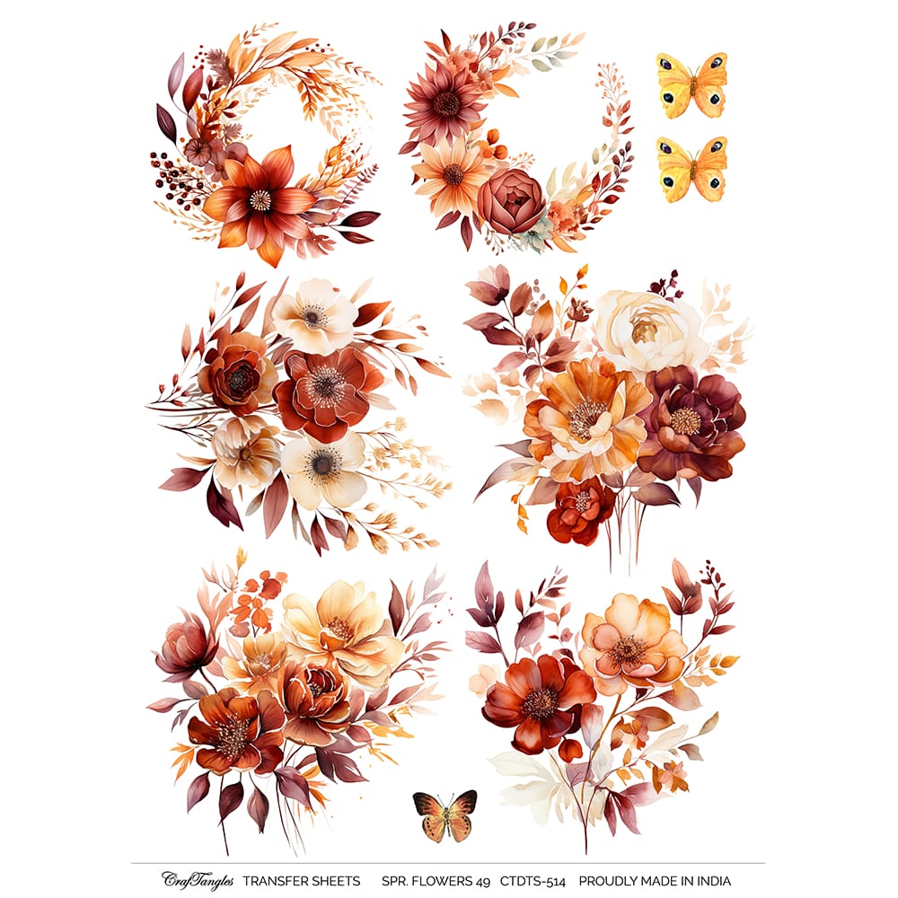 CrafTangles A4 Transfer It Sheets - Spring Flowers 49 CTDTS 514 CrafTangles transfer sheet Spring Flowers 49 CrafTangles A4 Transfer It Sheets - Spring Flowers 49