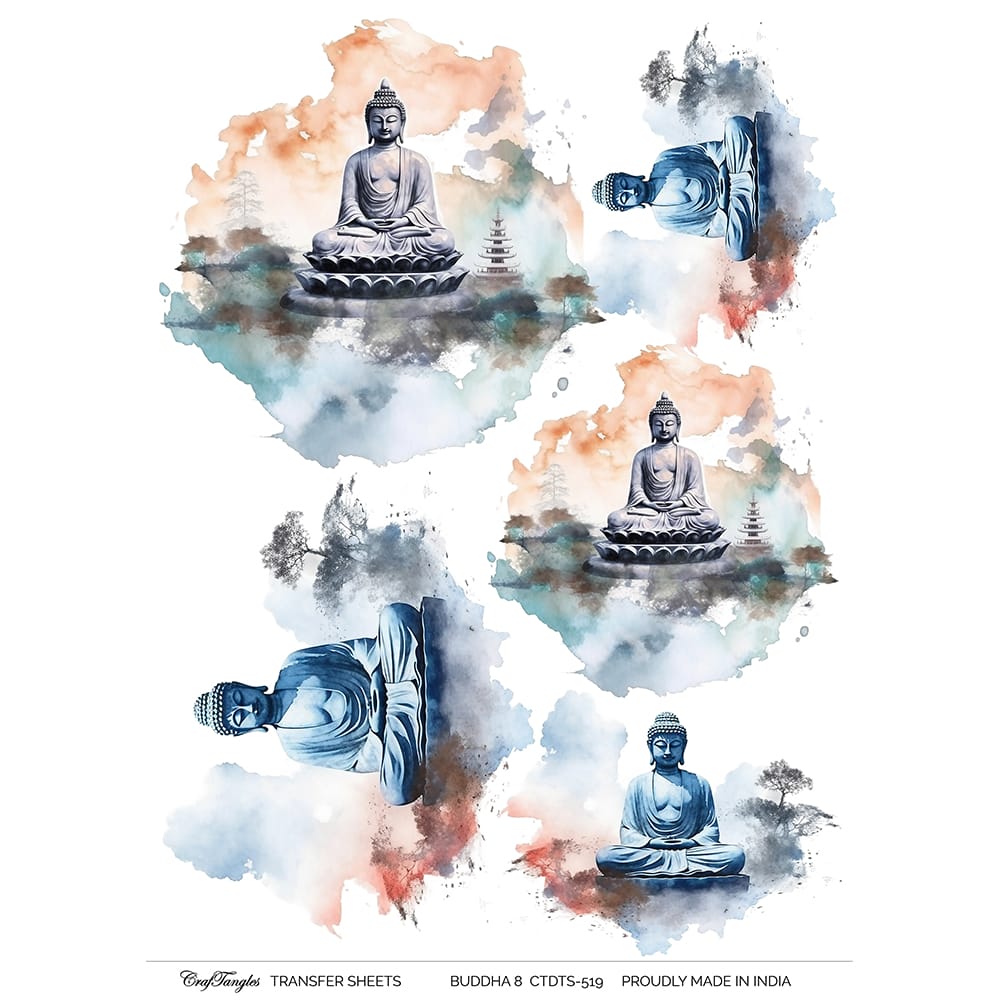 CrafTangles A4 Transfer It Sheets - Buddha 8 CTDTS 519 CrafTangles transfer sheet Buddha 8 CrafTangles A4 Transfer It Sheets - Buddha 8