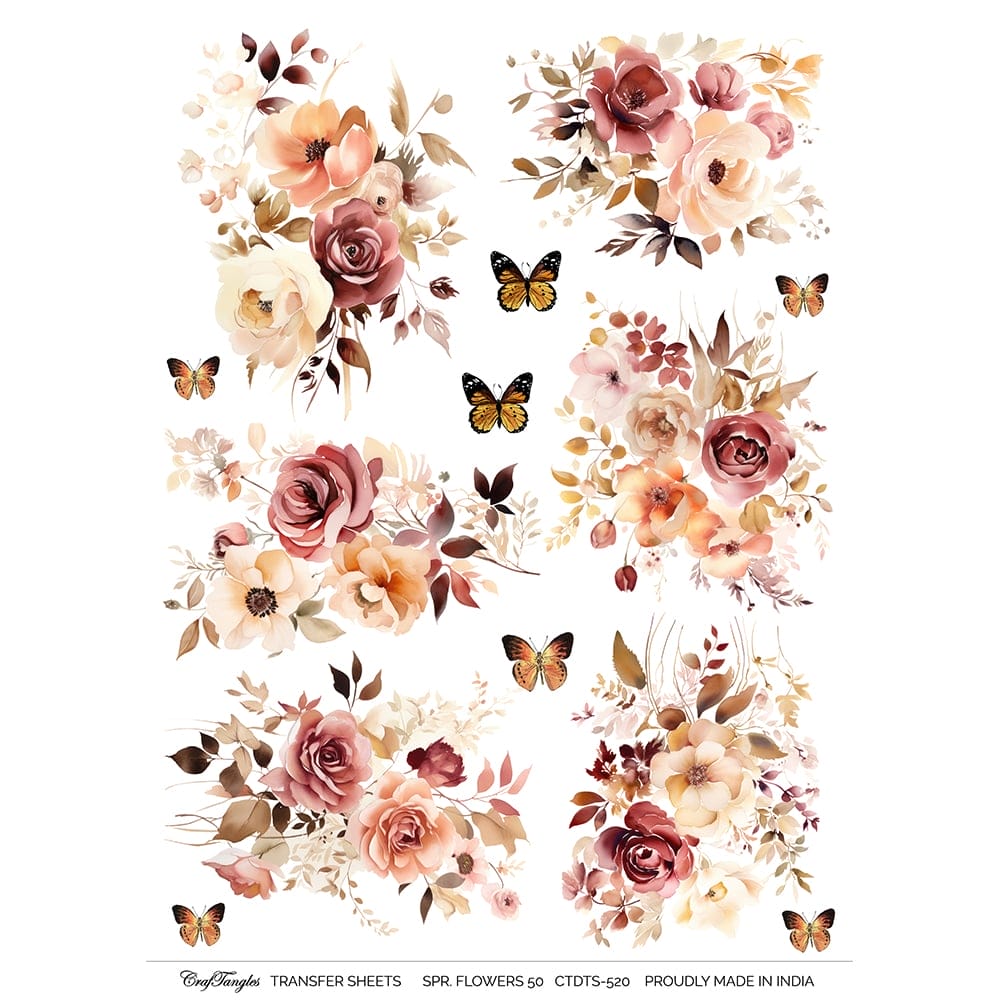 CrafTangles A4 Transfer It Sheets - Spring Flowers 50 CTDTS 520 CrafTangles transfer sheet Spring Flowers 50 CrafTangles A4 Transfer It Sheets - Spring Flowers 50