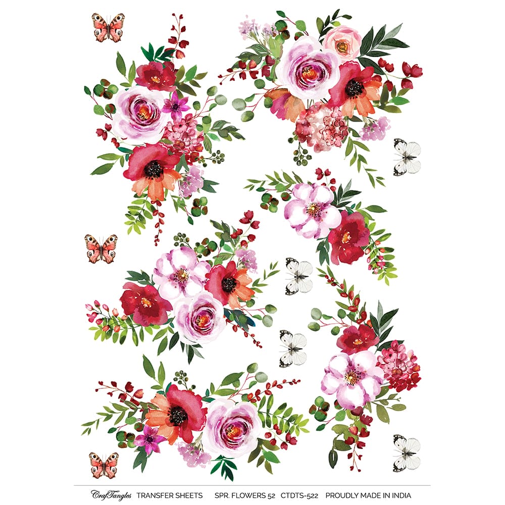 CrafTangles A4 Transfer It Sheets - Spring Flowers 52 CTDTS 522 CrafTangles transfer sheet Spring Flowers 52 CrafTangles A4 Transfer It Sheets - Spring Flowers 52