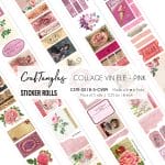 CrafTangles Journal Sticker Rolls (Pack of 5 designs) - Collage Vintage Elements - Pink