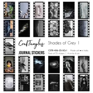 CrafTangles Journal Stickers 4 by 6 cm (Pack of 25 designs) - Shades of Grey 1