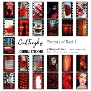 CrafTangles Journal Stickers 4 by 6 cm (Pack of 25 designs) - Shades of Red 1