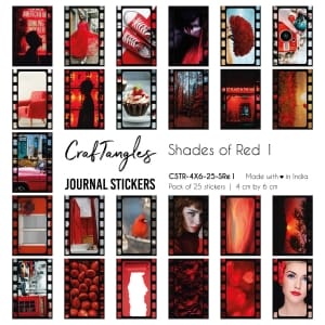 CrafTangles Journal Stickers 4 by 6 cm (Pack of 25 designs) - Shades of Red 1