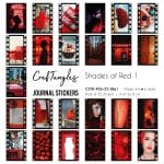 CrafTangles Journal Stickers 4 by 6 cm (Pack of 25 designs) - Shades of Red 1