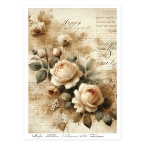 CrafTangles Decoupage Napkin / Tissue / Collage Paper - Vintage Flowers 3