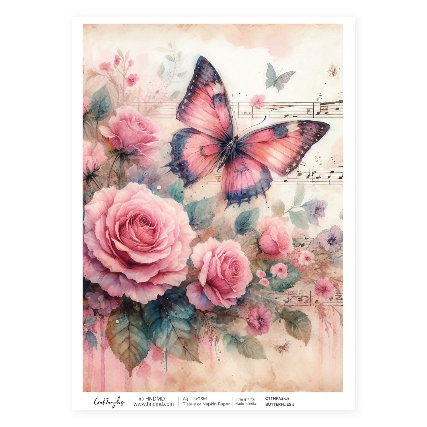 CrafTangles Decoupage Napkin / Tissue / Collage Paper - Butterflies 1 19 Butterflies 1 CrafTangles Tissue napkin paper CrafTangles Decoupage Napkin / Tissue / Collage Paper - Butterflies 1