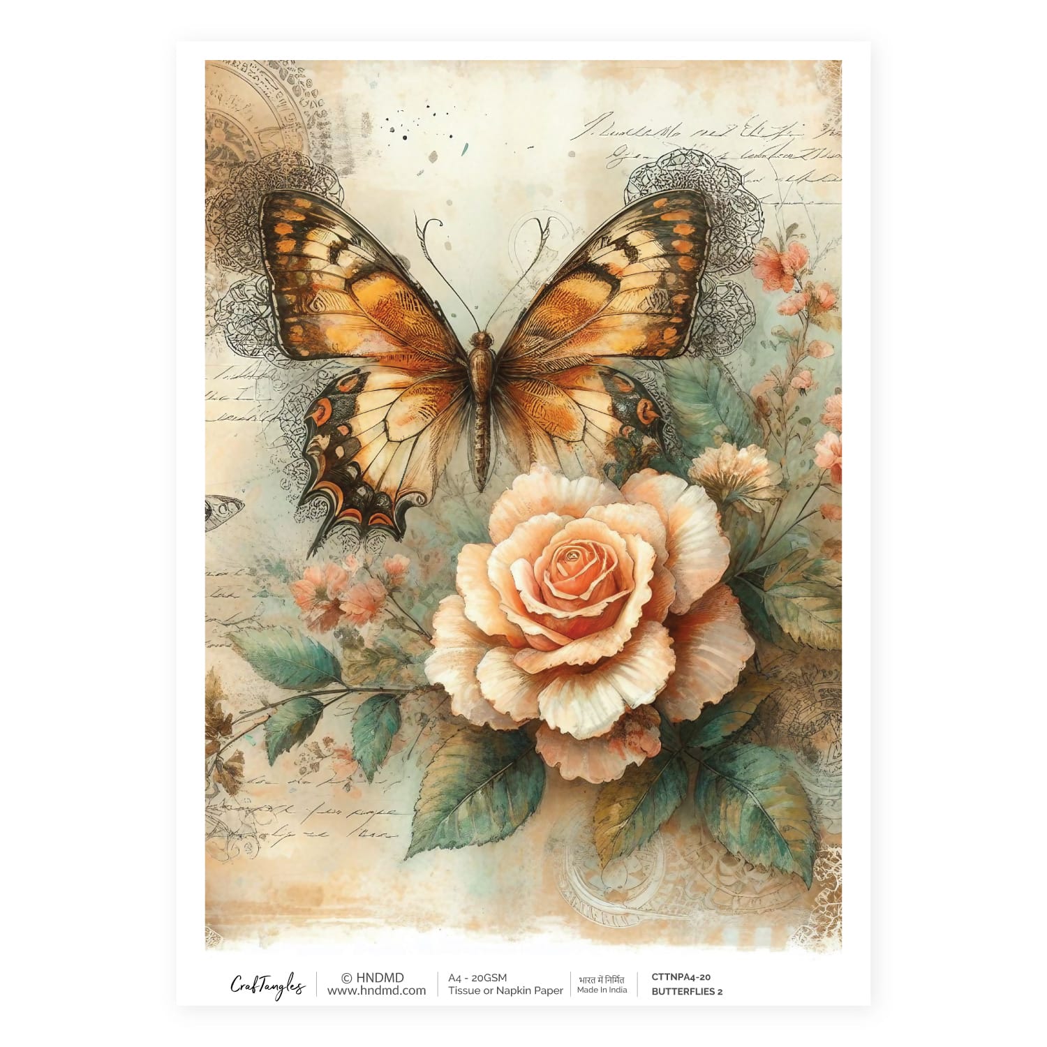 CrafTangles Decoupage Napkin / Tissue / Collage Paper - Butterflies 2 20 Butterflies 2 CrafTangles Tissue napkin paper CrafTangles Decoupage Napkin / Tissue / Collage Paper - Butterflies 2
