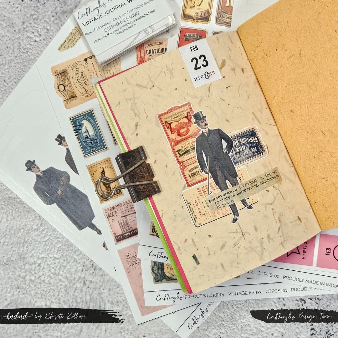 CrafTangles Precut Journal Stickers - Vintage Ephemeras 1 (Pack of 93 stickers) 23Feb24 23Feb24