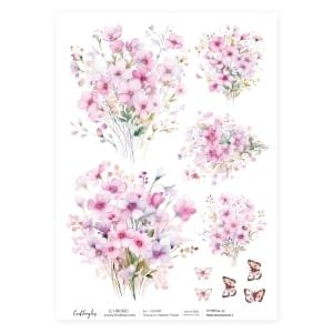 CrafTangles Decoupage Napkin / Tissue / Collage Paper - Pink Bouquets 1