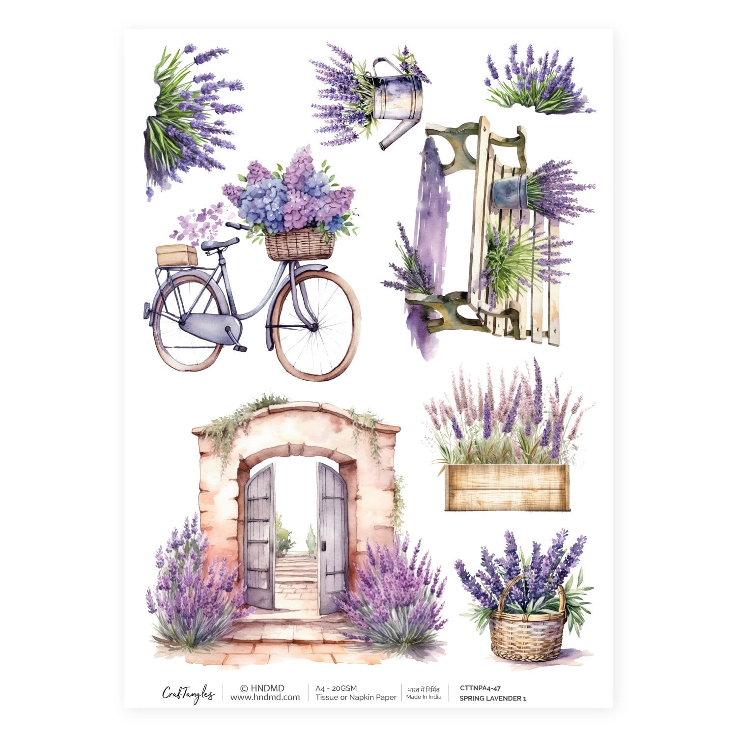 CrafTangles Decoupage Napkin / Tissue / Collage Paper - Spring Lavender 1 47 Spring Lavender 1 CrafTangles Tissue napkin paper CrafTangles Decoupage Napkin / Tissue / Collage Paper - Spring Lavender 1