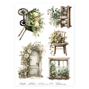 CrafTangles Decoupage Napkin / Tissue / Collage Paper - Vintage Spring Scenes 1