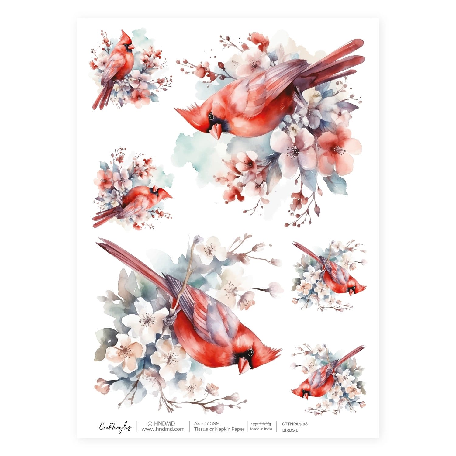 CrafTangles Decoupage Napkin / Tissue / Collage Paper - Birds 1 8 Birds 1 CrafTangles Tissue napkin paper CrafTangles Decoupage Napkin / Tissue / Collage Paper - Birds 1