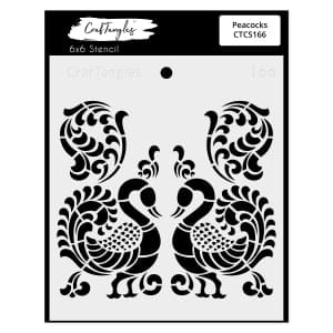 CrafTangles 6"x6" Stencil - Peacocks