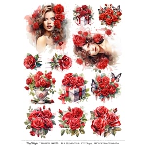 CrafTangles A4 Transfer It Sheets - Floral Elements 16