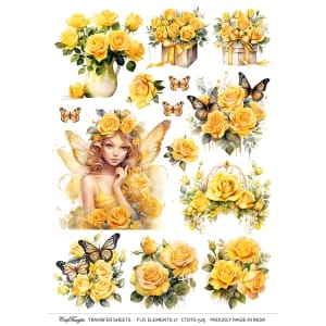 CrafTangles A4 Transfer It Sheets - Floral Elements 17