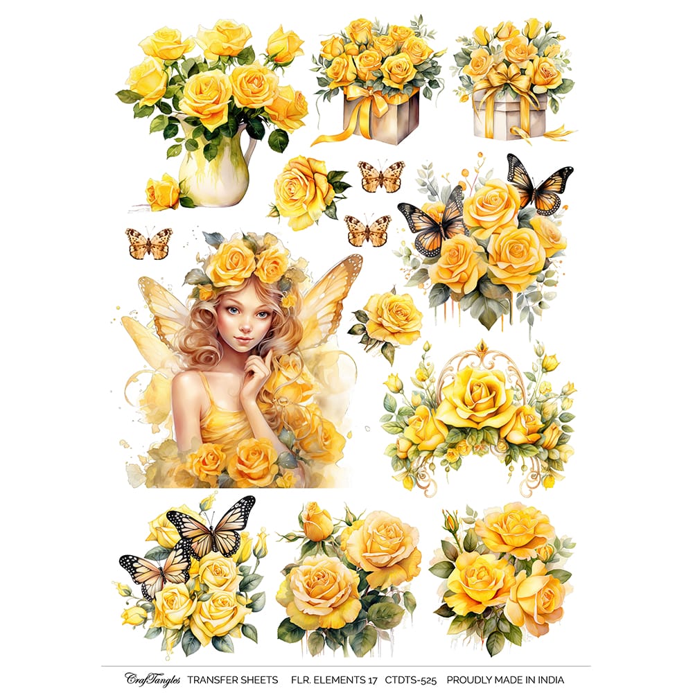 CrafTangles A4 Transfer It Sheets - Floral Elements 17 CTDTS 525 CrafTangles transfer sheet Floral Elements 17 CrafTangles A4 Transfer It Sheets - Floral Elements 17