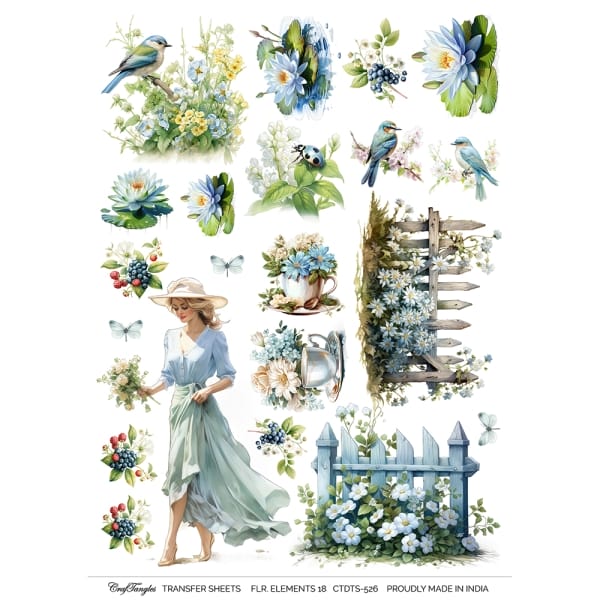 CrafTangles A4 Transfer It Sheets - Floral Elements 18
