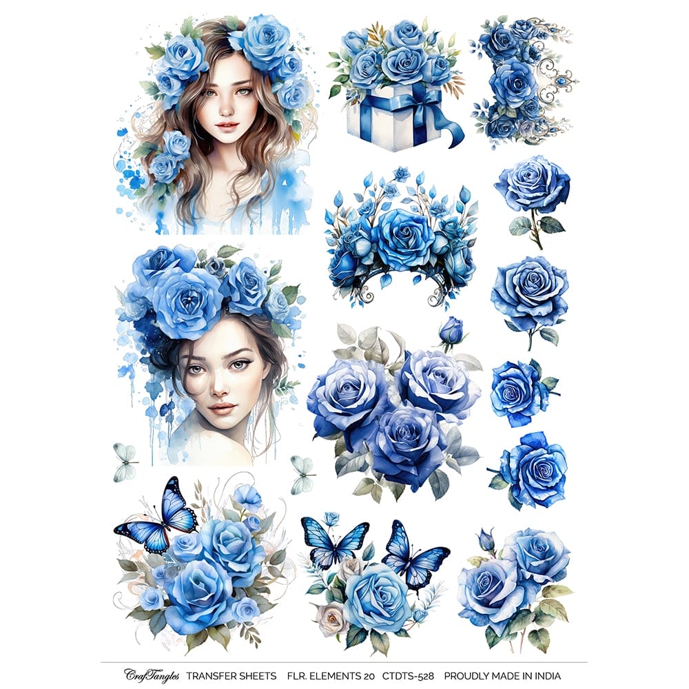 CrafTangles A4 Transfer It Sheets - Floral Elements 20 CTDTS 528 CrafTangles transfer sheet Floral Elements 20 CrafTangles A4 Transfer It Sheets - Floral Elements 20