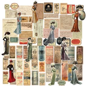 CrafTangles Precut Journal Stickers - Vintage Ephemeras 2 (Pack of 72 stickers)