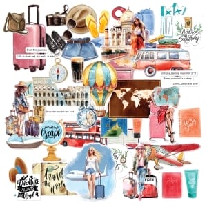 CrafTangles Precut Journal Stickers - Traveller 1 (Pack of 50 stickers)