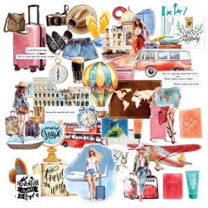 CrafTangles Precut Journal Stickers - Traveller 1 (Pack of 50 stickers)