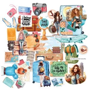 CrafTangles Precut Journal Stickers - Traveller 2 (Pack of 32 stickers)