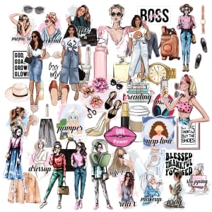 CrafTangles Precut Journal Stickers - Girl Boss 1 (Pack of 60 stickers)