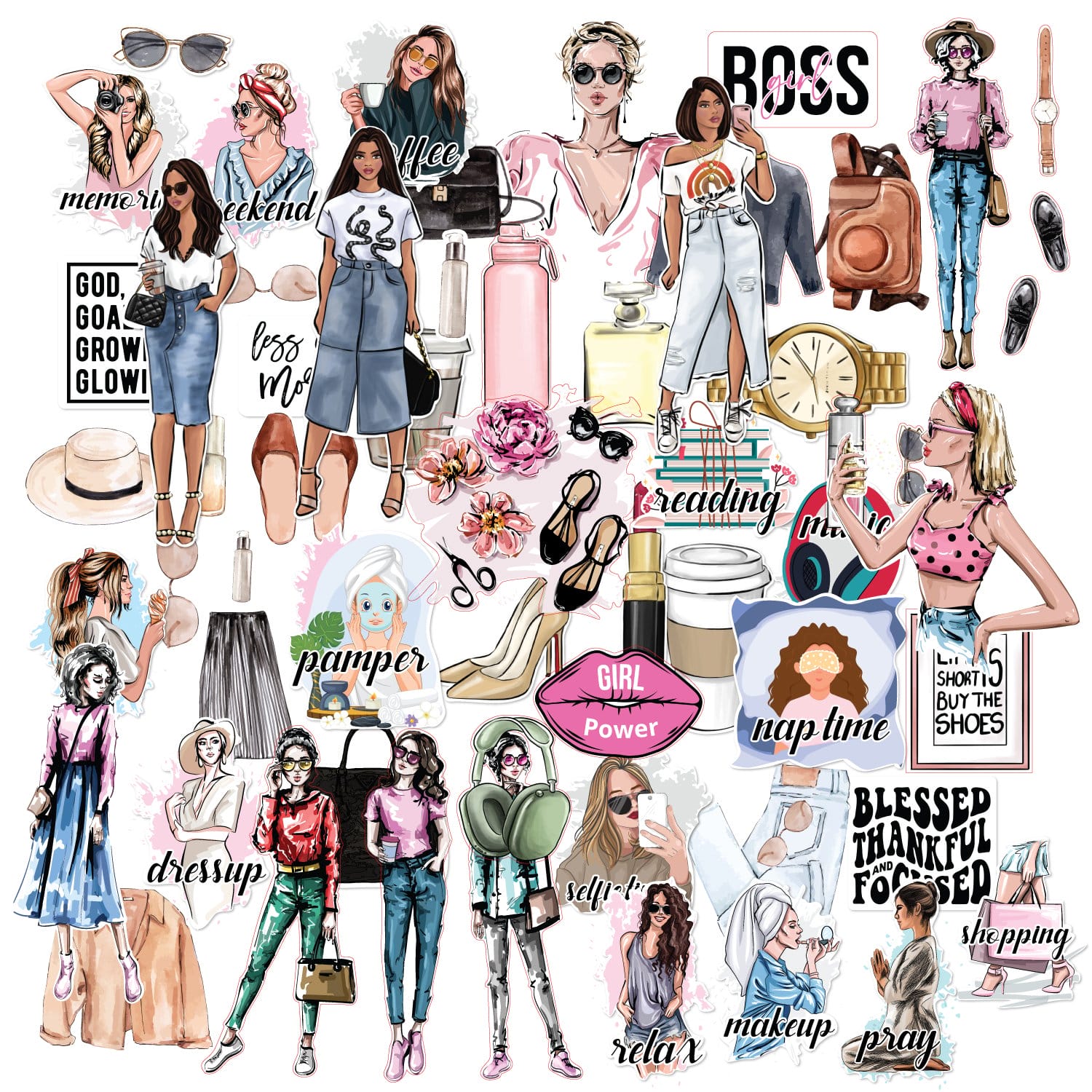 CrafTangles Precut Journal Stickers - Girl Boss 1 (Pack of 60 stickers) CTPCS 07 GirlBoss 01 CrafTangles Precut Journal Stickers CrafTangles Precut Journal Stickers - Girl Boss 1 (Pack of 60 stickers)