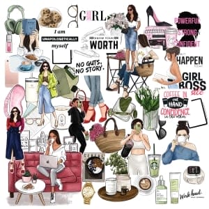CrafTangles Precut Journal Stickers - Girl Boss 2 (Pack of 48 stickers)