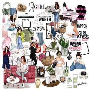 CrafTangles Precut Journal Stickers - Girl Boss 2 (Pack of 48 stickers)