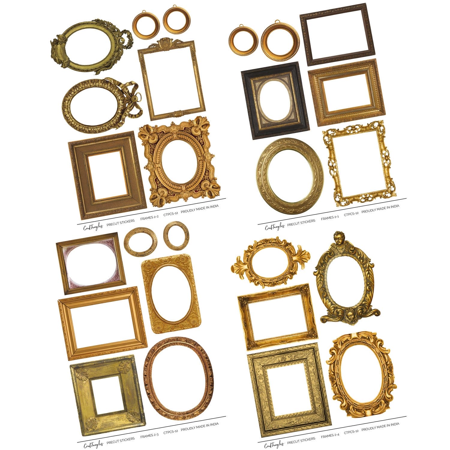 CrafTangles Precut Journal Stickers - Frames 2 (Pack of 26 stickers) CTPCS 12 Frames 02 CrafTangles Precut Journal Stickers 12 CTPCS-12_Frames-02_CrafTangles_Precut_Journal_Stickers_12