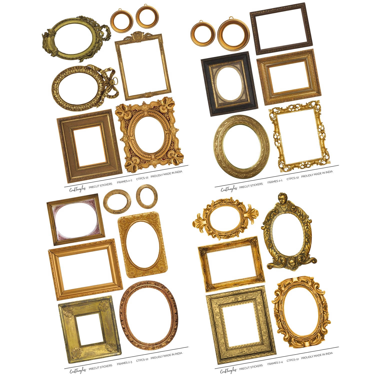 CrafTangles Precut Journal Stickers - Frames 2 (Pack of 26 stickers) CTPCS 12 Frames 02 CrafTangles Precut Journal Stickers 12 CTPCS-12_Frames-02_CrafTangles_Precut_Journal_Stickers_12