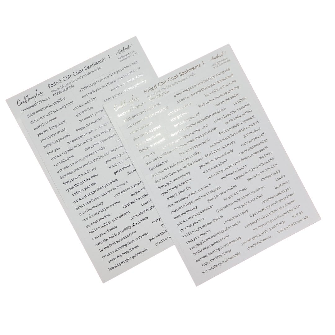 CrafTangles Precut Gold and Silver Journal Stickers - Foiled ChitChat Sentiments 1 Foiled Gold Silver Chitchat Sentiment sticker 1 CrafTangles Precut Gold and Silver Journal Stickers - Foiled ChitChat Sentiments 1