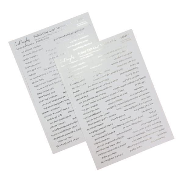 CrafTangles Precut Gold and Silver Journal Stickers - Foiled ChitChat Sentiments 3