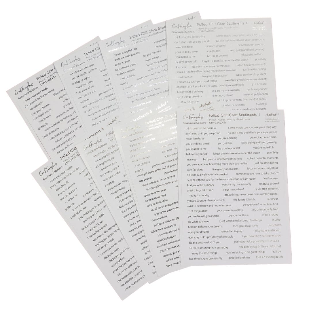 CrafTangles Precut Gold and Silver Journal Stickers - Foiled ChitChat Sentiments Combo 544 stickers Foiled Gold Silver Chitchat Sentiment sticker combo CrafTangles Precut Gold and Silver Journal Stickers - Foiled ChitChat Sentiments Combo 544 stickers