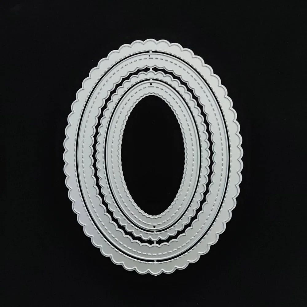 Steel Dies - Scalloped Stitched Ovals (Set of 4 dies) XYGS21 steel die 1 Steel Dies - Scalloped Stitched Ovals (Set of 4 dies)
