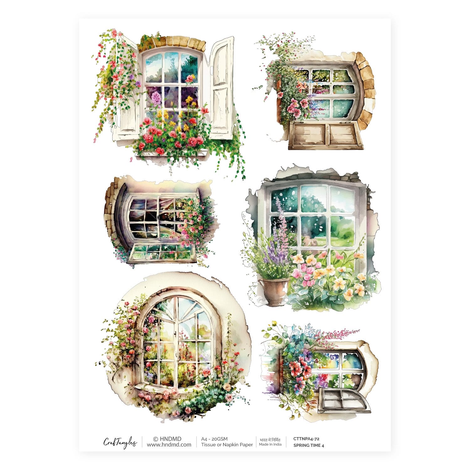 CrafTangles Decoupage Napkin / Tissue / Collage Paper - Spring Time 4 72 Spring Time 4 CrafTangles Tissue napkin paper CrafTangles Decoupage Napkin / Tissue / Collage Paper - Spring Time 4