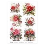 CrafTangles Decoupage Napkin / Tissue / Collage Paper - Poinsettia Flowers 1