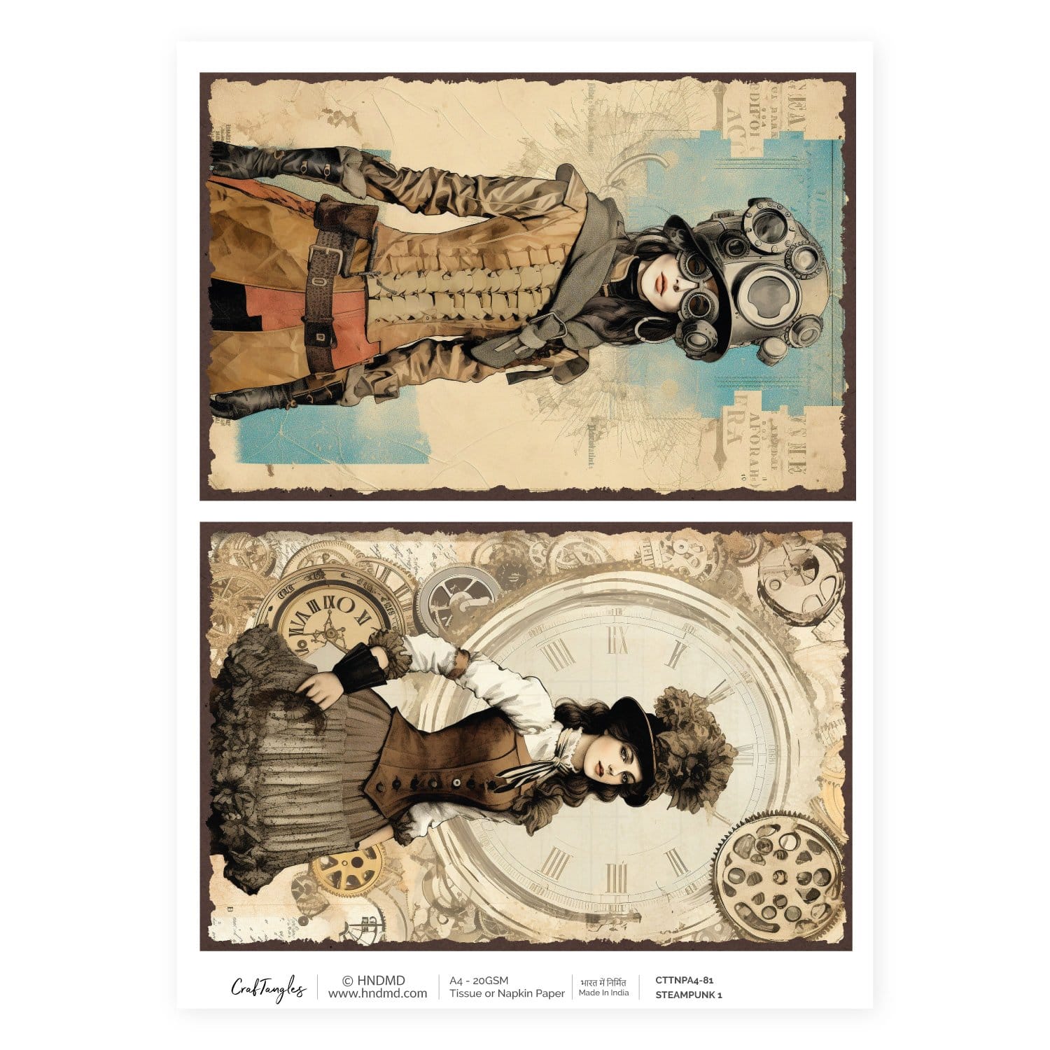 CrafTangles Decoupage Napkin / Tissue / Collage Paper - Steampunk 1 81 Steampunk 1 CrafTangles Tissue napkin paper CrafTangles Decoupage Napkin / Tissue / Collage Paper - Steampunk 1