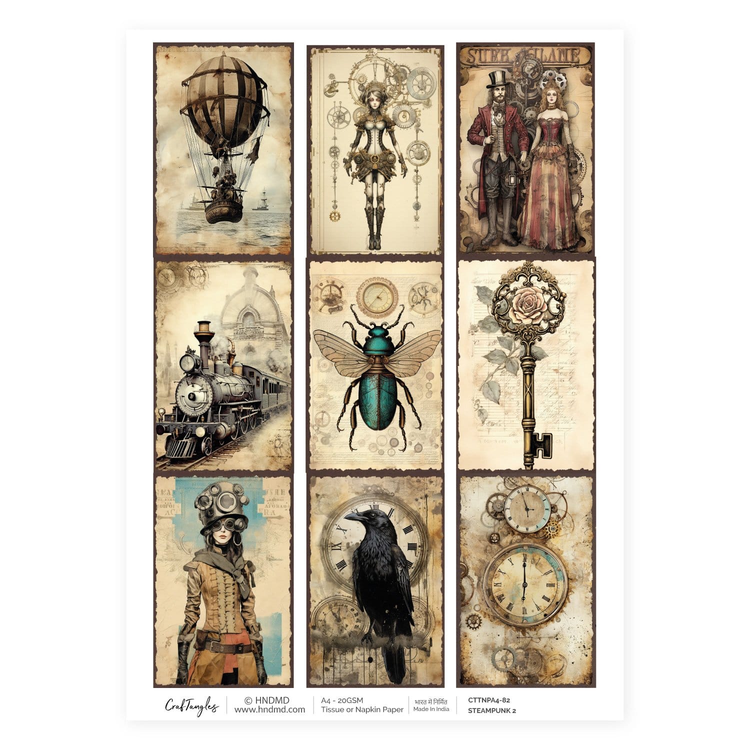 CrafTangles Decoupage Napkin / Tissue / Collage Paper - Steampunk 2 82 Steampunk 2 CrafTangles Tissue napkin paper CrafTangles Decoupage Napkin / Tissue / Collage Paper - Steampunk 2